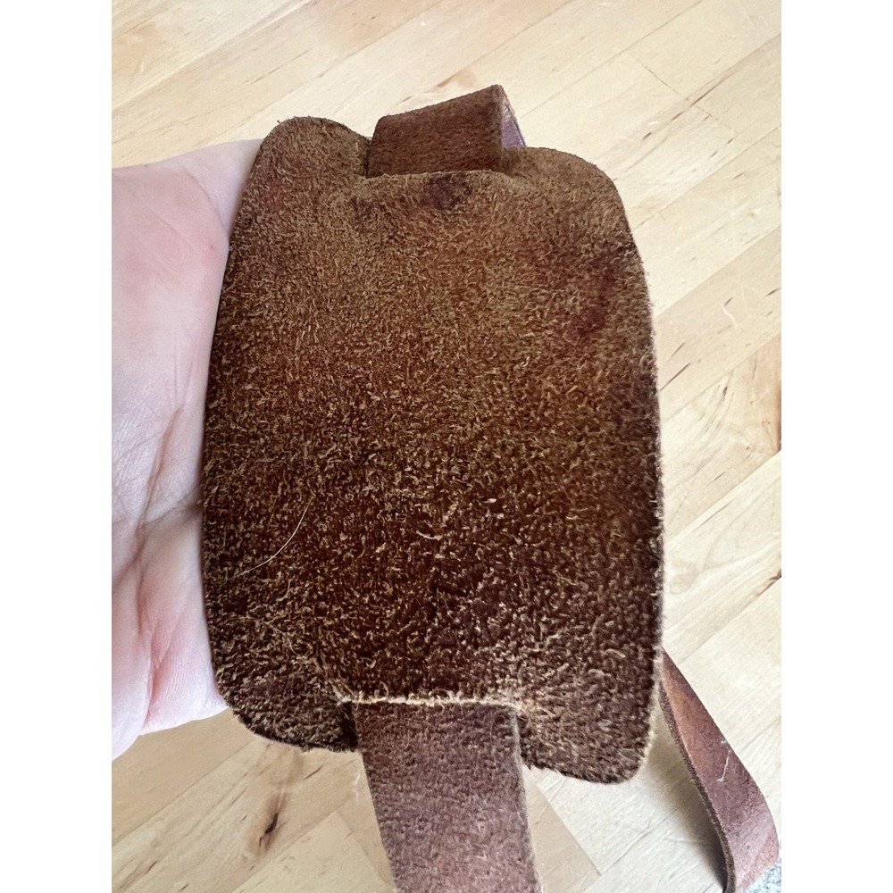 Vintage Genuine Leather Bucket Bag Distressed Leather Drawstring Front Pockets - Picture 15 of 16
